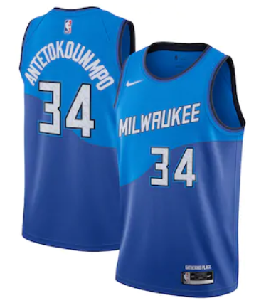 Men Milwaukee Bucks 34 Antetokounmp blue Game Nike NBA city Edition Jerseys